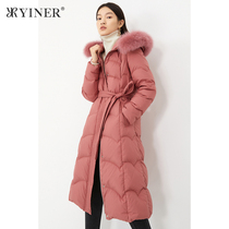 (Cold series) YINER Sound Womens 2021 spring new long thick fox fur collar down jacket