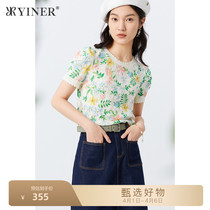 YINER soundtrack mall with the same womens summer new round neckline printed short sleeve needles