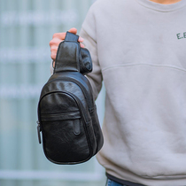 Retro simple men student leather Joker youth chest bag men Korean fashion casual crossbody shoulder shoulder bag