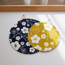 Plum Branches Handmade Cloth Art Round Clip Cotton Dining Cushion Cup Cushion Oval One-man Food Tea Mat
