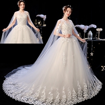 Wedding dress 2021 New tailing temperament bride simple forest Super fairy dream little man Korean version of marriage shoulder