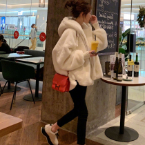 Autumn and winter hooded lamb coat womens cotton-padded jacket plush cute plus velvet padded short cotton-padded clothes