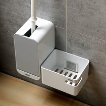 Toilet brush no dead corner washing toilet brush rack hanging wall home toilet silicone washing and stool brush set