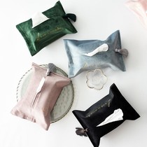 Simple Nordic light luxury velvet tissue bag home living room toilet paper bag tissue box car tissue cover