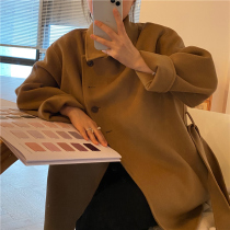 South Korea Boras East Gate Premium Custom Winter Classic ~ Curry slim body slim woolen coat coat