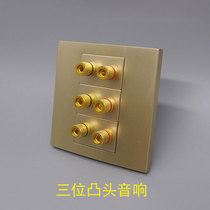 Champagne gold 86 three-position convex head audio panel six-head 6-hole speaker cable 5 1 surround audio banana head socket