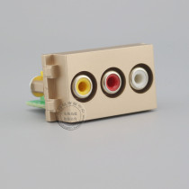 128 Golden Audio and Video Module AV Lotus Audio and Video Socket RCA Red Yellow White Lotus Socket Panel