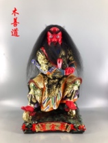 Wood carving Taoist statue law master Zhang Xiao Liu Lian Zhangmu lacquer line carving boutique hand-carved 60cm