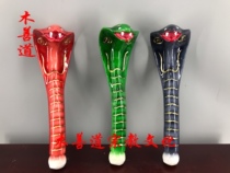 Wood carving snake head custom snake head rope Taoist snake head whip 10 inches