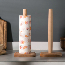 Home Beech roll paper storage rack tissue rack kitchen paper creative solid wood vertical toilet paper roll holder