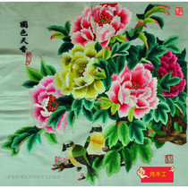 Custom-made hand embroidery old embroidery pieces non-heritage hand-embroidered embroidery Su embroidery decorative painting rich peony national color
