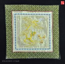  Handmade embroidery Old embroidery pieces Non-heritage Cultural revolution Foreign exchange Beijing embroidery handmade embroidery decorative painting plate Golden dragon mural clothing materials