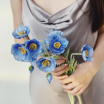 Homeside simulation flower Flower Beauty ins fake flower high quality poppy flocking silk flower homestay photo props