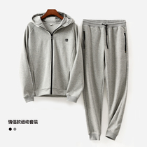 Lovers sports acrossemen pants men and women with caps long sleeves jacket pure colour close-up casual long pants new