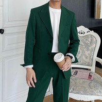 2021 new casual retro suit suit suit men Korean version of simple temperament generous fashion suit two-piece tide