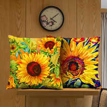 Sunflower cross stitch pillow own embroidery 2021 new car pillow cushion pillow a pair of thread embroidered bedroom