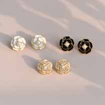 Camellia Xiaoxiang high-end sense earrings retro temperament earrings S925 silver needle fashion new womens mosquito coil ear clips
