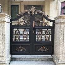 Aluminum Art Gate Villa Courtyard Door Aluminum Alloy European Courtyard Door Home Country Yard Rural Electric Double Door