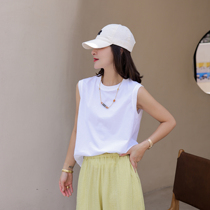 Ma Lin 2021 summer shop owners main push of custom 40 strong twist cotton right angle shoulder vest waistcoat wild sleeveless T-shirt