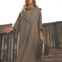 MUSOLIE MISIOLIN long double-sided cashmere womens plaid wool coat 300185