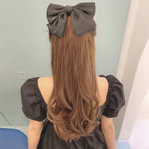 Bow ponytail wig half ponytail hairstyle strap Net red high ponytail big wave realistic half tie ponytail ponytail