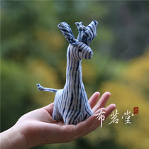 Cloth Mingtang Cloth Giraffe handmade tie-dyed plant blue dyed cloth doll