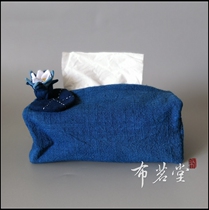  Cloth Mingtang fabric lotus lotus blue dye pumping paper cover Homespun white lotus fabric paper towel cover handmade pure cotton linen