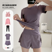 3% homemade quick-drying shorts womens short sleeve yoga gym small man sports suit spring and autumn ins tide