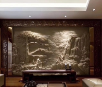 Custom sandstone relief background wall TV FRP imitation copper relief wall landscape figure animal exterior wall relief