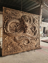 Longfeng relief FRP imitation copper sandstone background custom sculpture Chinese Nine Dragon play beads Stone Sculpture Factory