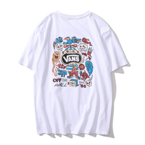 Japanese new style personality graffiti printing oversize couple short-sleeved mens casual loose cotton T-shirt womens summer