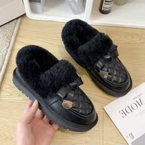 Small ckerwin Joker Wind Winter Warm Cotton Shoes Women Bow Snow Boots Thick Floor Mesh Casual Shoes