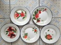 Nostalgic old inventory 80s enamel plate 20 cm shallow plate prop collection