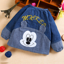 Childrens denim gown clothes bibs anti-dressing baby food clothes boys and girls cotton clothes baby clothes