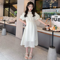Girls cheongsam dress summer dress 2023 new foreign style childrens Hanfu skirt girls big childrens puff sleeve princess dress