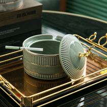 Light luxury high-end ashtray home living room creative ornaments office personality trend ashtray anti-fly ash with cover