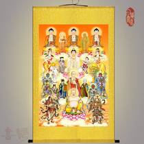 Full Hall Buddha Portrait HD Full Buddha Picture Full Buddha Picture Full Buddha Picture Hanging Painting Buddha Hall Enshrined Bodhisattva Buddha Statue Scroll Painting