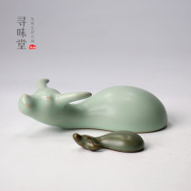 Can be opened in ruchi buffalo tea pet pottery frog snail tea plate tea play town paper decoration small fixtures