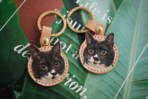 Original leather carving pet avatar custom handmade keychain cat and dog souvenir pendant