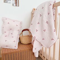 Favoria Korean teas with cherry yarn towels full cotton four layers gauze cover blanket Childrens nap blanket baby swaddle bath towels