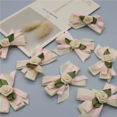 taobao agent Outer single exit beige ribbon ribbon rose bow DIY handmade mini BJD clothing and dress accessories