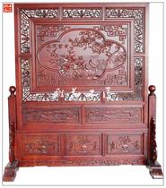 Dongyang wood carving floor screen partition living room solid wood Chinese antique mahogany screen Ming and Qing classical flowers blooming rich