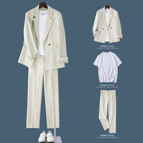 Niche design sense loose casual small suit mens suit light spring and summer thin sagging sense suit handsome trend