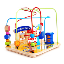 Bobi Qizhi big beaded beaded wooden wooden baby childrens puzzle early education Enlightenment situational toy