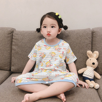 Childrens anti-kick night dress 2021 new summer thin section girl princess wind baby pure cotton short-sleeved girls home clothes