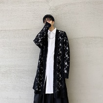 Yamamoto dark wind personality hollow perspective original niche long trench coat male stage performance hair stylist jacket male
