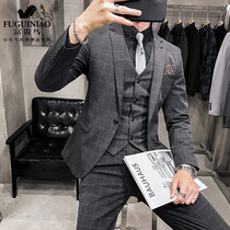 Rich Bird Mens plaid suit suit suit slim Korean trend leisure business formal suit small suit British marriage