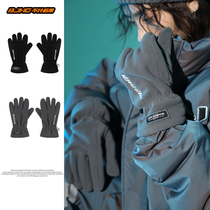 BJHG Homemade New Rocking Grain Suede Thickened Men Winter Warm Windproof Stick Mark Embroidered Riding Motorcycle Gloves