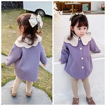 Spot Petit Nez] Vintage 100% wool double-sided velvet coat cute big lapel girls autumn