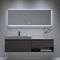 Designer custom minimalist double basin rock board one bathroom cabinet combination toilet wash table hand wash basin French